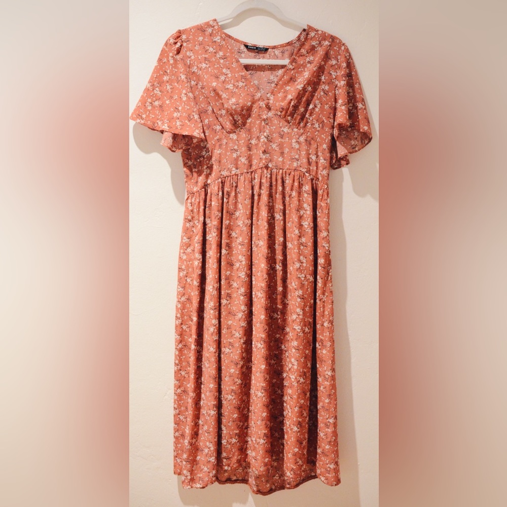 Women V-neck midi floral dress